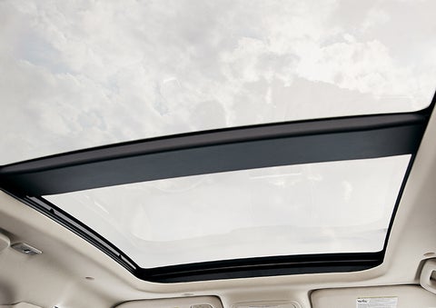 The available panoramic Vista Roof® is shown from inside a 2023 Lincoln Corsair® SUV. | Midland Lincoln in Midland MI