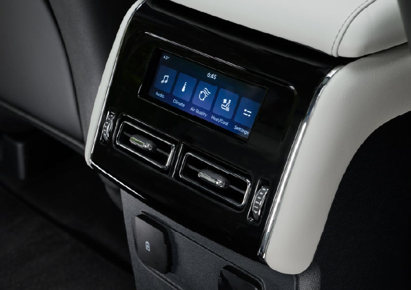 The second row touch screen displays audio and temperature control settings. | Midland Lincoln in Midland MI